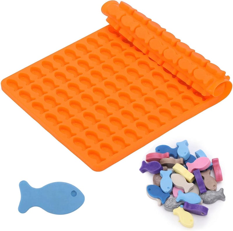 BTYMS 112 Cavity Silicone Molds Mini Fish Shaped Dog Treats Mold Non-stick Chocolate Molds for Baking and Freezing Candy, Biscuits, Ice Cubes - Image 1
